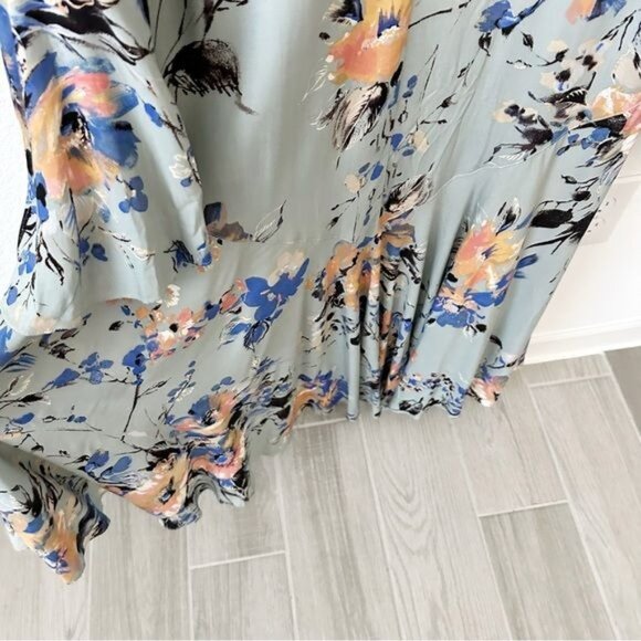 Umgee Mint Sage Floral Bell Sleeve Kimono Open Front Boho Size S - Picture 6 of 7